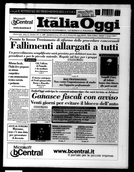 Italia oggi : quotidiano di economia finanza e politica